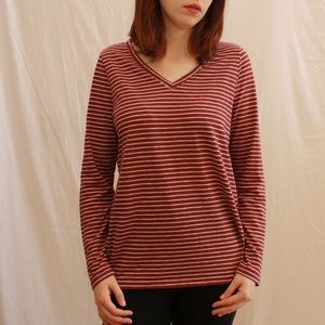 Sonoma Red and White Striped Long-Sleeved Tee